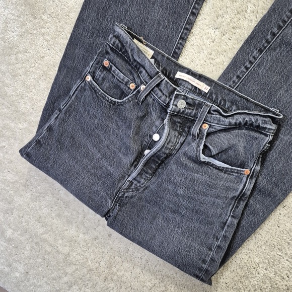 Levi's Denim - Levis Premium Jeans Ribcage Straight Ankle Womens 27/27 Black Relaxed 90s Mom
